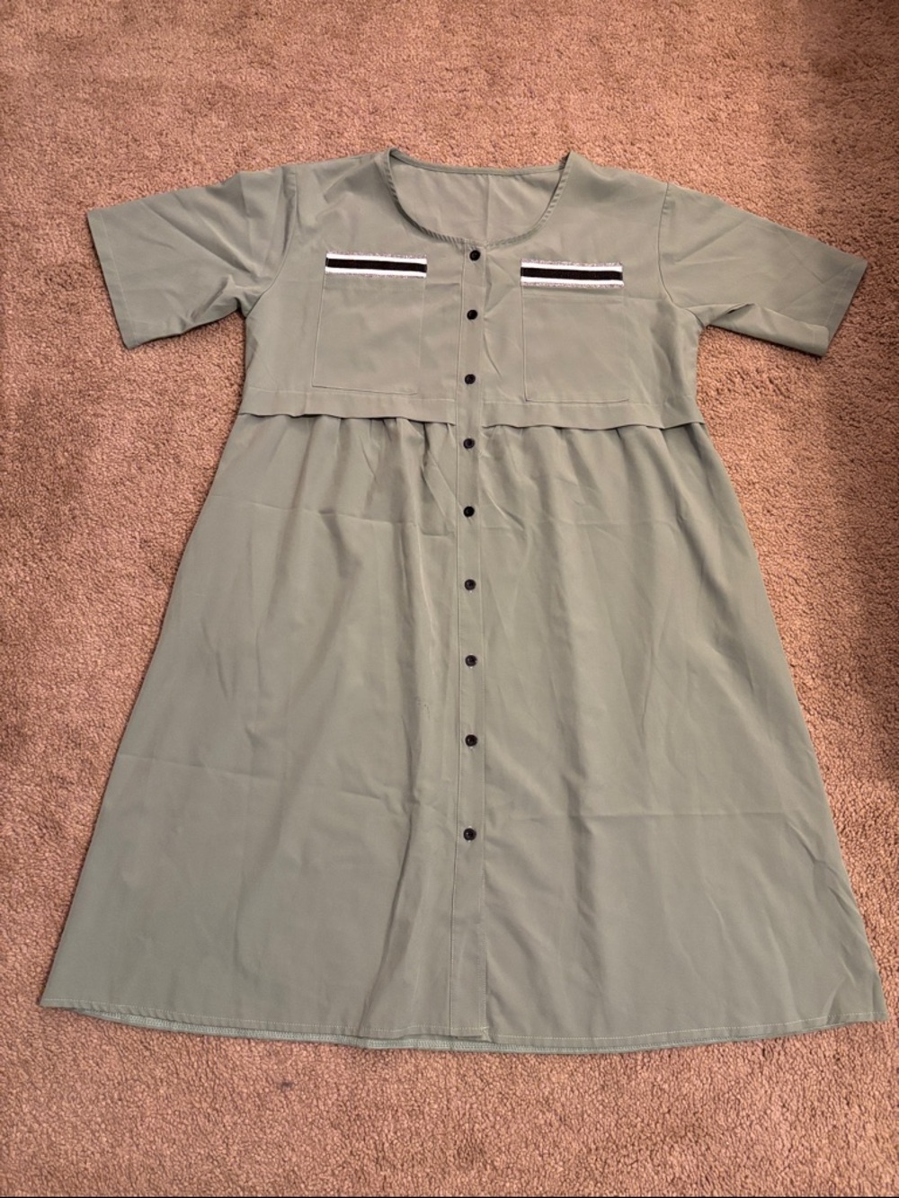 Classic Sage Button-Front Midi Dress